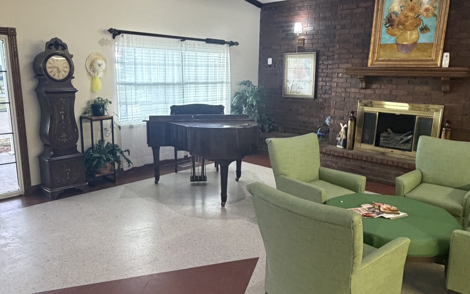 Lobby and sitting area inside Colonial Park Manor in Okemah, Oklahoma