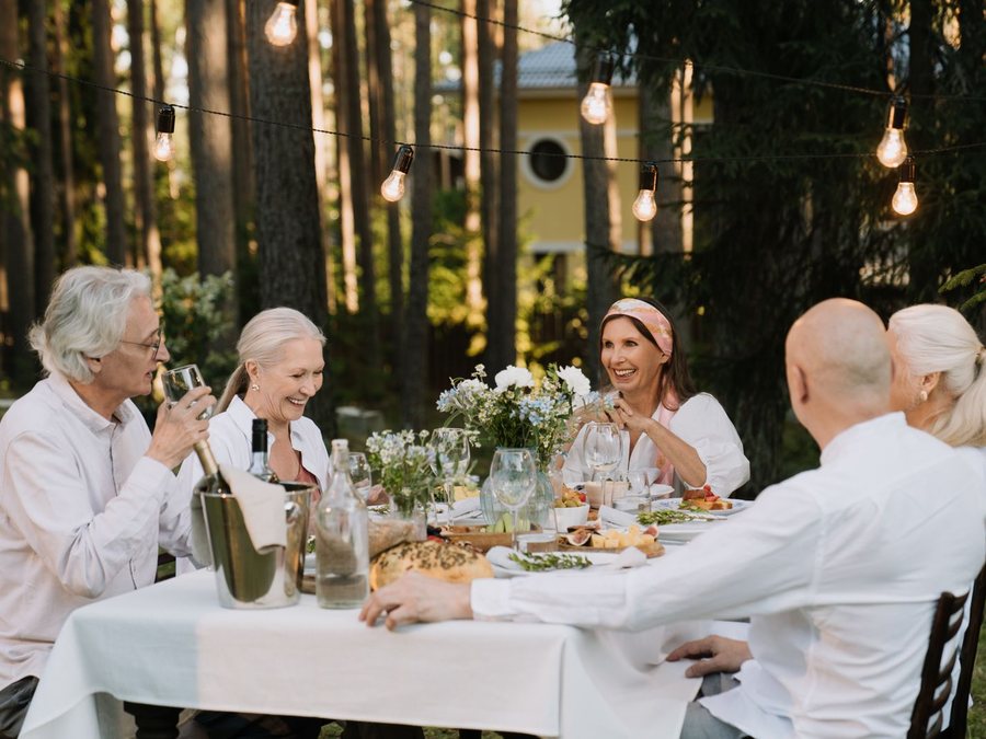 Residents sharing a meal