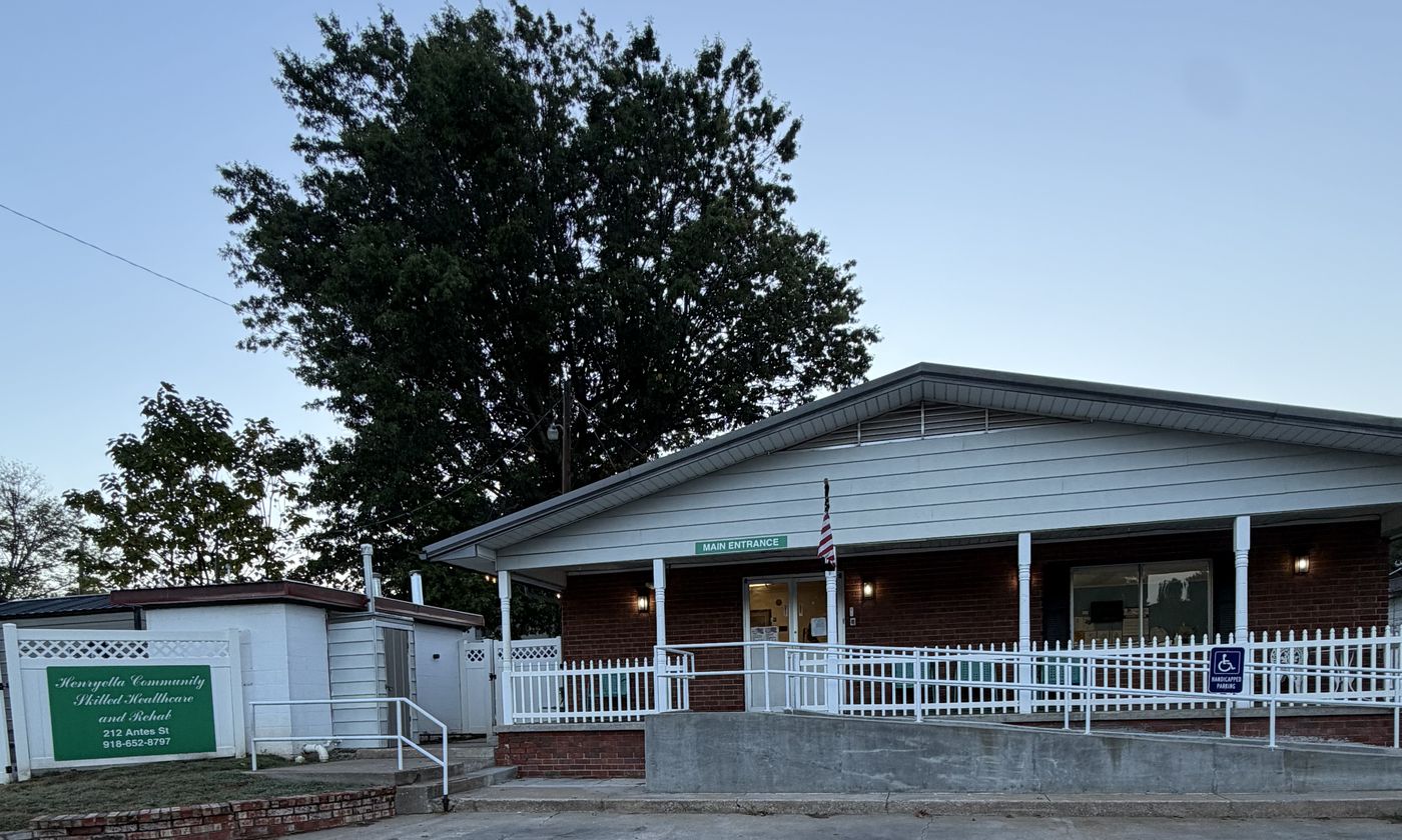The front porch and entrance of Henryetta Community